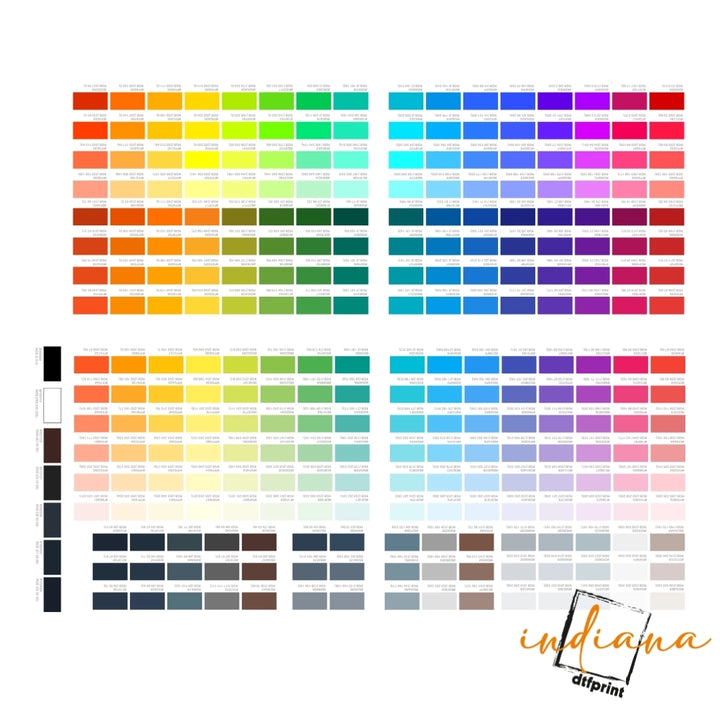 Indiana Color Chart Indiana DTF Print Color Chart: Your Guide to Perfect Color Matching