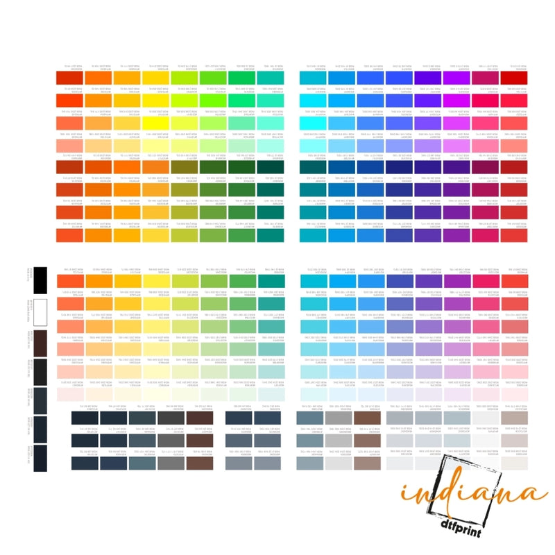 Indiana DTF Print Color Chart